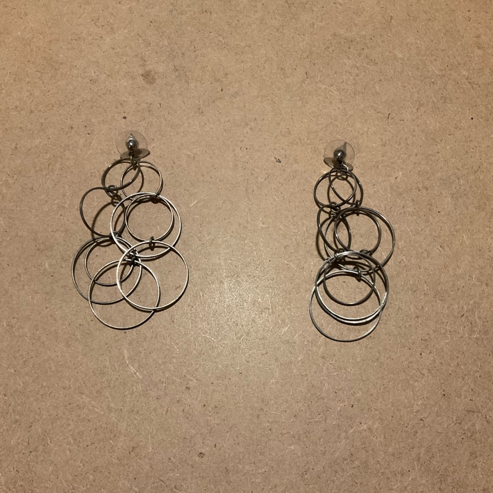 Chic Multi-Loop Silver Earrings